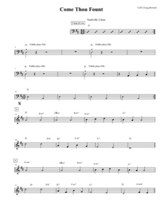Thumbnail of first page of Come Thou Fount piano sheet music PDF by Greg Howlett.