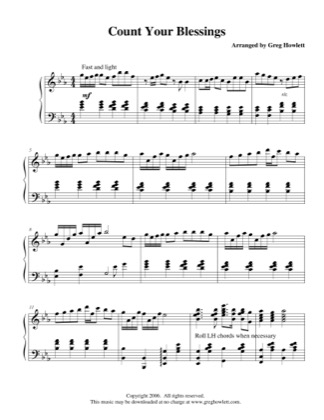 Thumbnail of first page of Count Your Blessings piano sheet music PDF by Greg Howlett.
