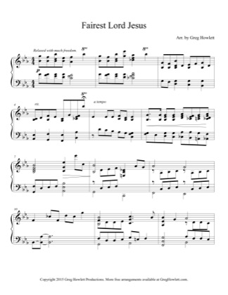 Thumbnail of first page of Fairest Lord Jesus piano sheet music PDF by Greg Howlett.
