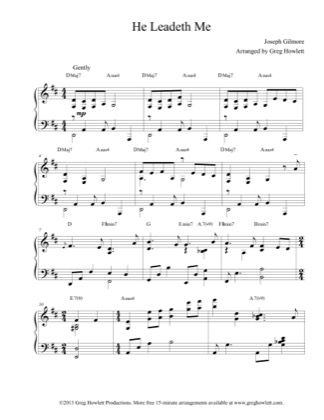 Thumbnail of first page of He Leadeth Me piano sheet music PDF by Joseph Gilmore.