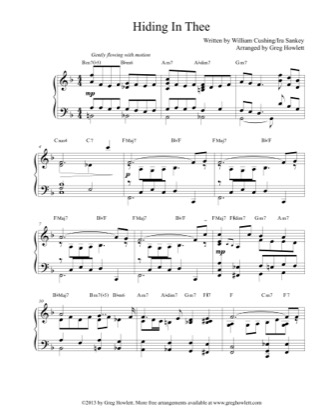 Thumbnail of first page of Hiding In Thee piano sheet music PDF by William Cushing.