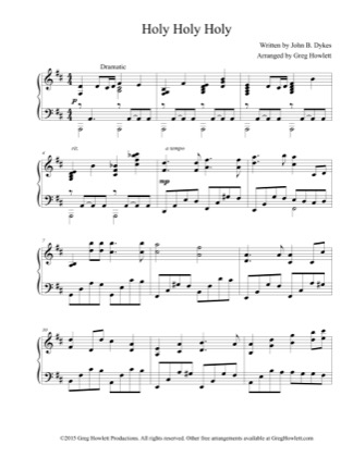 Thumbnail of first page of Holy Holy Holy piano sheet music PDF by John B. Dykes.