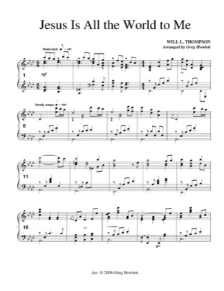 Thumbnail of first page of Jesus Is All the World to Me piano sheet music PDF by Will L. Thompson.