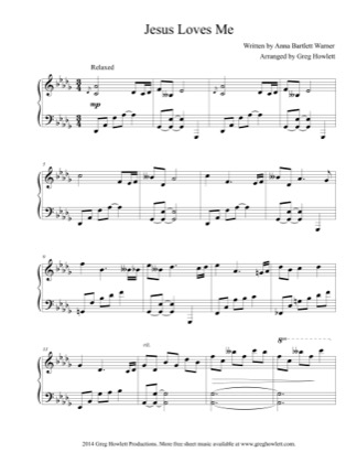 Thumbnail of first page of Jesus Loves Me piano sheet music PDF by Anna Bartlett Warner.