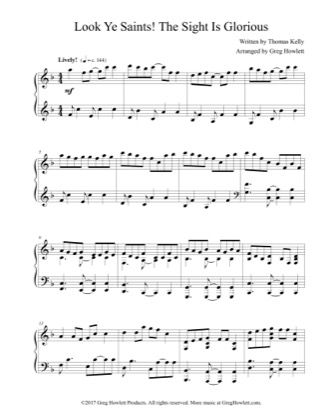 Thumbnail of first page of Look Ye Saints! The Sight Is Glorious piano sheet music PDF by Thomas Kelly.