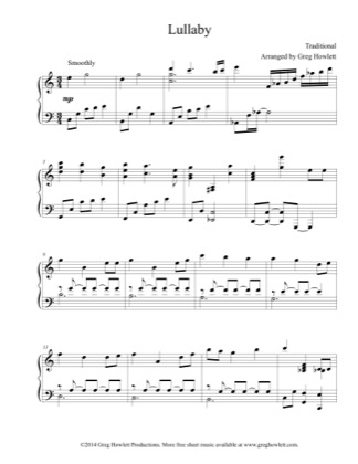 Thumbnail of first page of Lullaby piano sheet music PDF by Traditional.