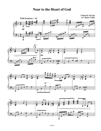 Thumbnail of first page of Near to the Heart of God piano sheet music PDF by Cleland B. McAfee.