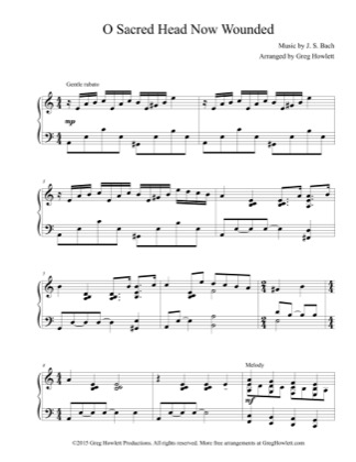 Thumbnail of first page of O Sacred Head Now Wounded piano sheet music PDF by Johann Sebastian Bach.