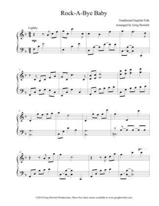 Thumbnail of first page of Rock-A-Bye Baby piano sheet music PDF by Nursery Rhyme.