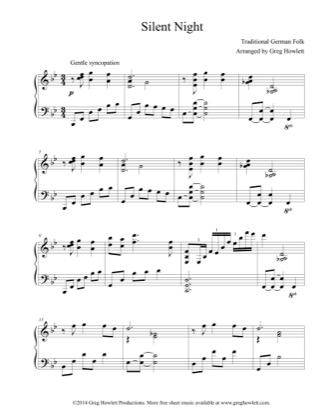 Thumbnail of first page of Silent Night (3) piano sheet music PDF by Christmas Carol.