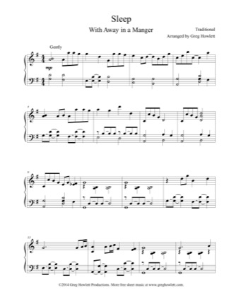 Thumbnail of first page of Sleep With Away in a Manger piano sheet music PDF by Traditional.