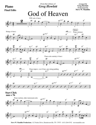 Thumbnail of first page of God of Heaven piano sheet music PDF by Steve W. Mauldin.