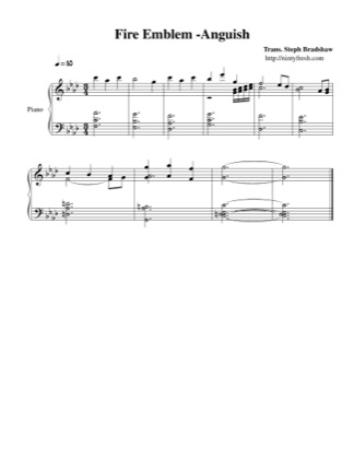 Thumbnail of first page of Anguish piano sheet music PDF by Fire Emblem.