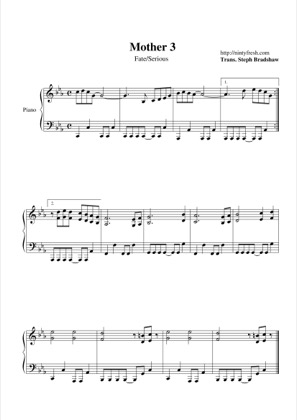 Thumbnail of first page of Fate/Serious piano sheet music PDF by Mother 3.
