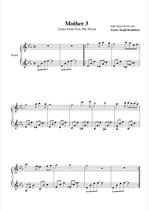 Thumbnail of first page of Letter from You, My Sweet piano sheet music PDF by Mother 3.