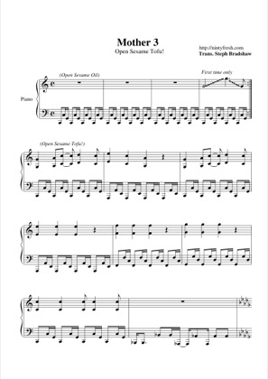Thumbnail of first page of Open Sesame Oil/Tofu piano sheet music PDF by Mother 3.