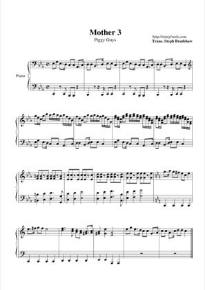Thumbnail of first page of Piggy Guys piano sheet music PDF by Mother 3.