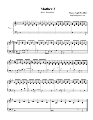 Thumbnail of first page of Surely Somewhere piano sheet music PDF by Mother 3.