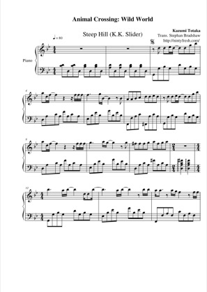 Thumbnail of first page of Steep Hill (K.K. Slider) piano sheet music PDF by Animal Crossing: Wild World.