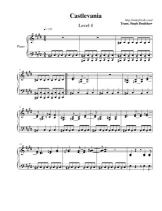 Thumbnail of first page of Level 4 piano sheet music PDF by Castlevania.