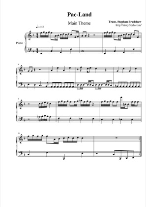Thumbnail of first page of Main Theme piano sheet music PDF by Pac-Land.