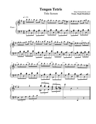 Thumbnail of first page of Title Screen piano sheet music PDF by Tetris.