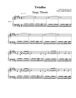 Thumbnail of first page of Stage Theme piano sheet music PDF by TwinBee.