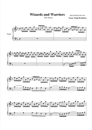 Thumbnail of first page of Title Theme piano sheet music PDF by Wizards & Warriors.