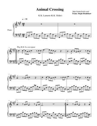 Thumbnail of first page of K.K. Lament (K.K. Slider) piano sheet music PDF by Animal Crossing.