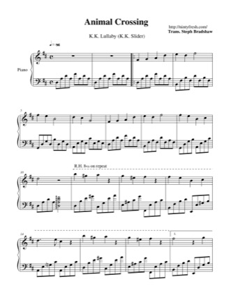 Thumbnail of first page of K.K. Lullaby (K.K. Slider) piano sheet music PDF by Animal Crossing.