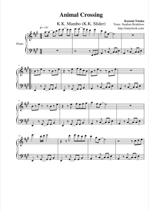 Thumbnail of first page of K.K. Mambo (K.K. Slider) piano sheet music PDF by Animal Crossing.