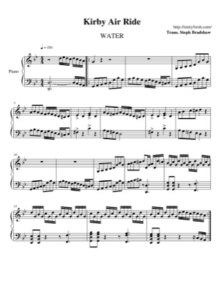 Thumbnail of first page of Water piano sheet music PDF by Kirby Air Ride.