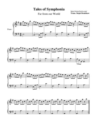 Thumbnail of first page of Far from our World piano sheet music PDF by Tales of Symphonia.