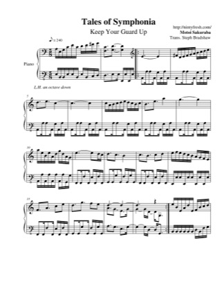 Thumbnail of first page of Keep Your Guard Up piano sheet music PDF by Tales of Symphonia.