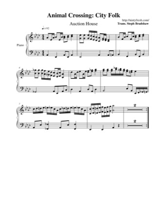Thumbnail of first page of Auction House piano sheet music PDF by Animal Crossing: City Folk.