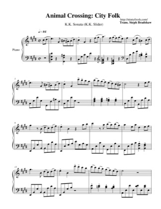 . Sonata (. Slider) - Animal Crossing: City Folk Free Piano Sheet  Music PDF