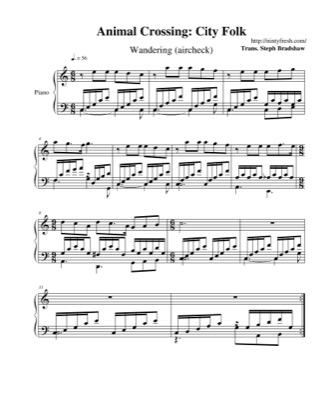 Thumbnail of first page of Wandering (aircheck) piano sheet music PDF by Animal Crossing: City Folk.