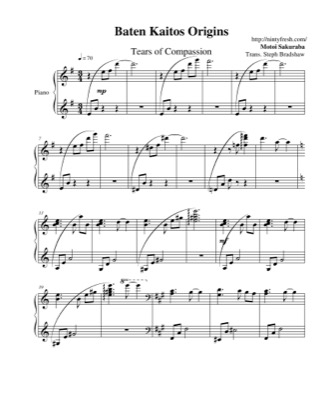 Thumbnail of first page of Tears of Compassion piano sheet music PDF by Baten Kaitos Origins.