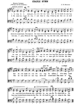 Thumbnail of first page of Away in a Manger (Cradle Hymn) piano sheet music PDF by Christmas.