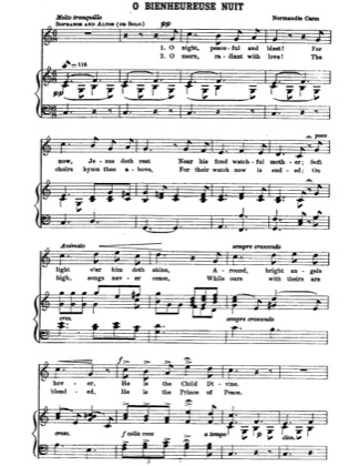 Thumbnail of first page of O Bienheureuse Nuit piano sheet music PDF by Christmas.