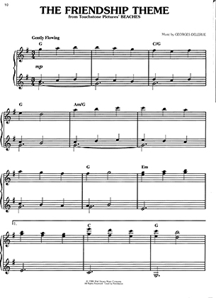Thumbnail of first page of The Friendship Theme (Pg 12) piano sheet music PDF by Beaches.
