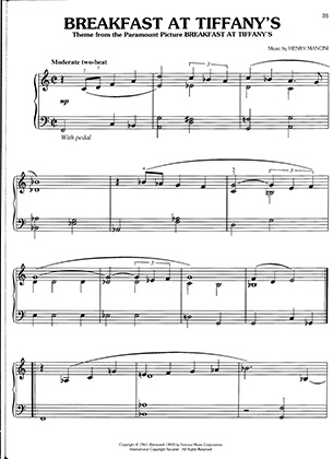 Thumbnail of first page of Breakfast At Tiffany’s Theme (Pg 37) piano sheet music PDF by Breakfast At Tiffany’s.