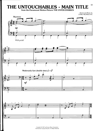 Thumbnail of first page of The Untouchables Main Title (Pg 55) piano sheet music PDF by The Untouchables.
