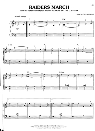 Thumbnail of first page of Raiders March (Pg 71) piano sheet music PDF by Raiders of the Lost Ark.