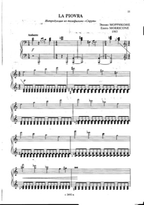 Thumbnail of first page of La Piovra (Pg 9) piano sheet music PDF by Ennio Morricone.
