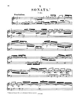 Thumbnail of first page of Sonata in C major, BWV 966 piano sheet music PDF by Bach.