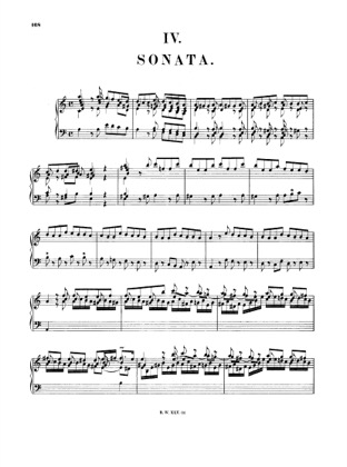 Thumbnail of first page of Sonata in A minor, BWV 967 piano sheet music PDF by Bach.
