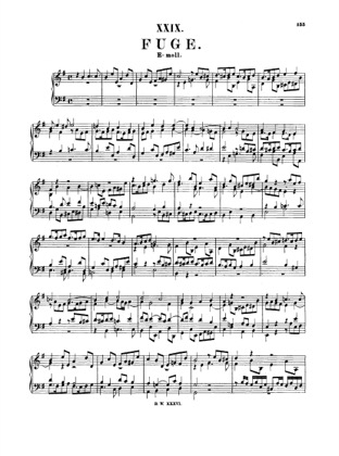 Thumbnail of first page of Fugue in E minor, BWV 945 piano sheet music PDF by Bach.