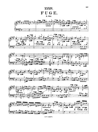 Thumbnail of first page of Fugue in A major, BWV 949 piano sheet music PDF by Bach.