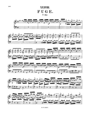 Thumbnail of first page of Fugue in C major, BWV 953 piano sheet music PDF by Bach.